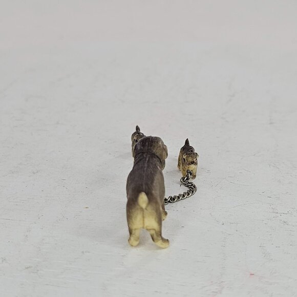 Vintage Celluloid Chained Bulldog Mom With Puppies Miniature Figurines - Picture 6 of 7